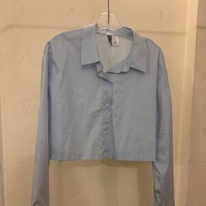 H&M Sky Blue Cropped Button Down Shirt